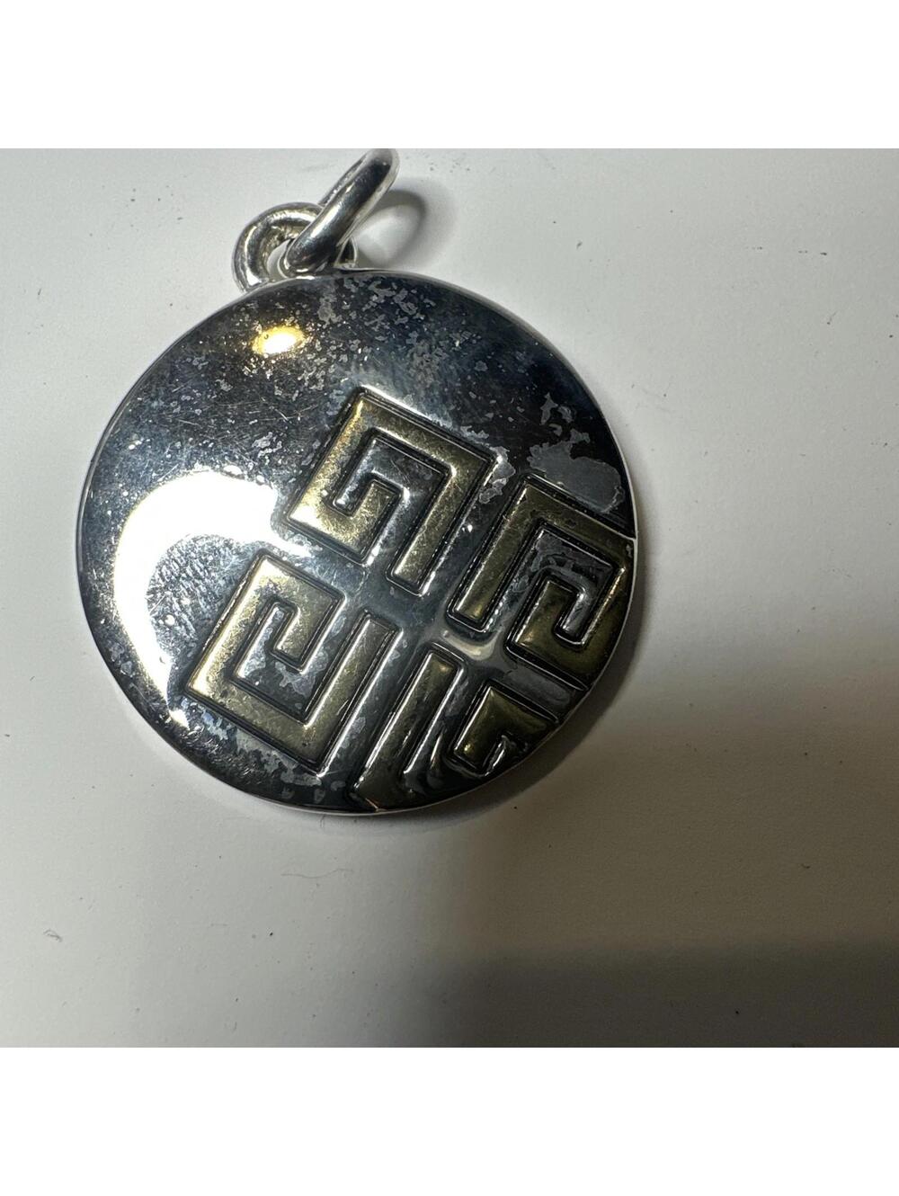 Givenchy Vintage Two-Tone Logo Disc Pendant Fair Condition